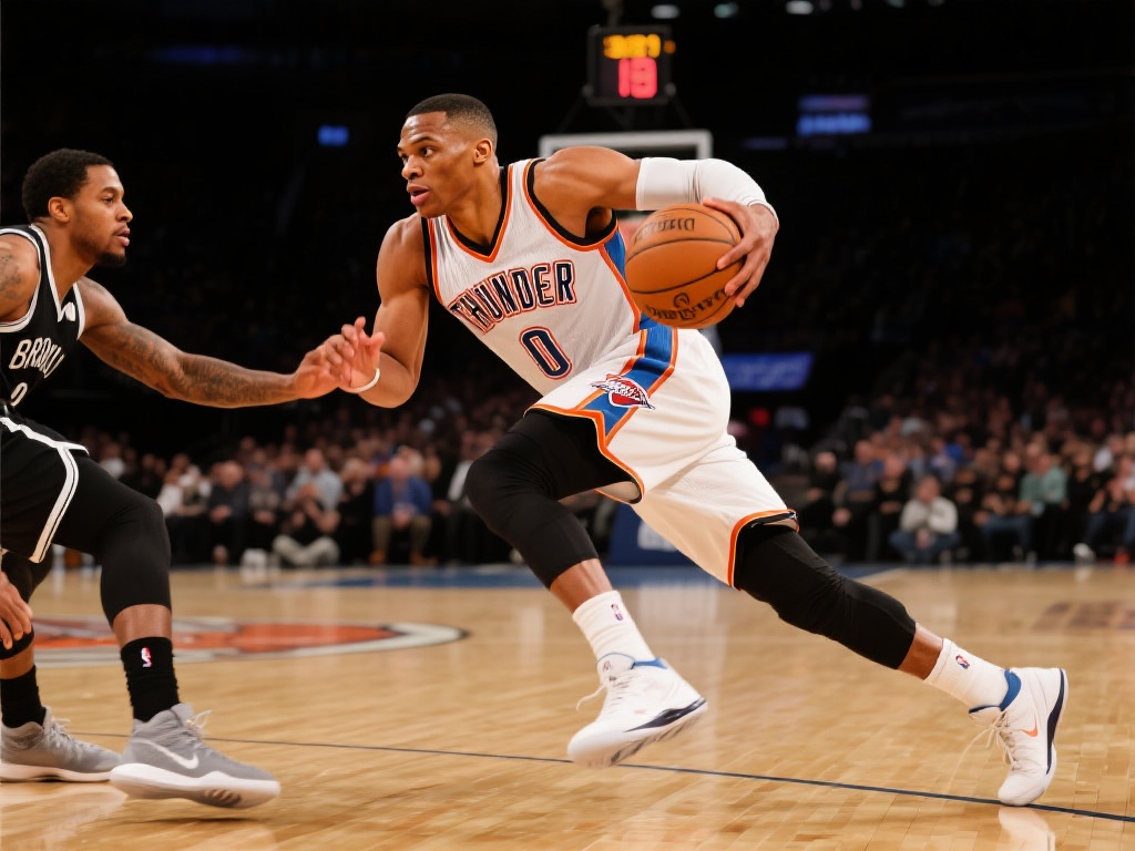 威少接球瞬间爆发 拉杆上篮强硬打成2+1